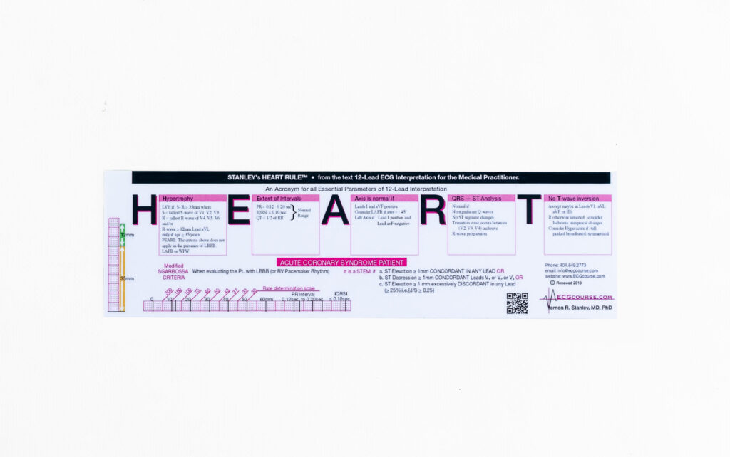 Stanley's ECG HEART Mnemonic Cheat Sheet Laminated Pocket Guide